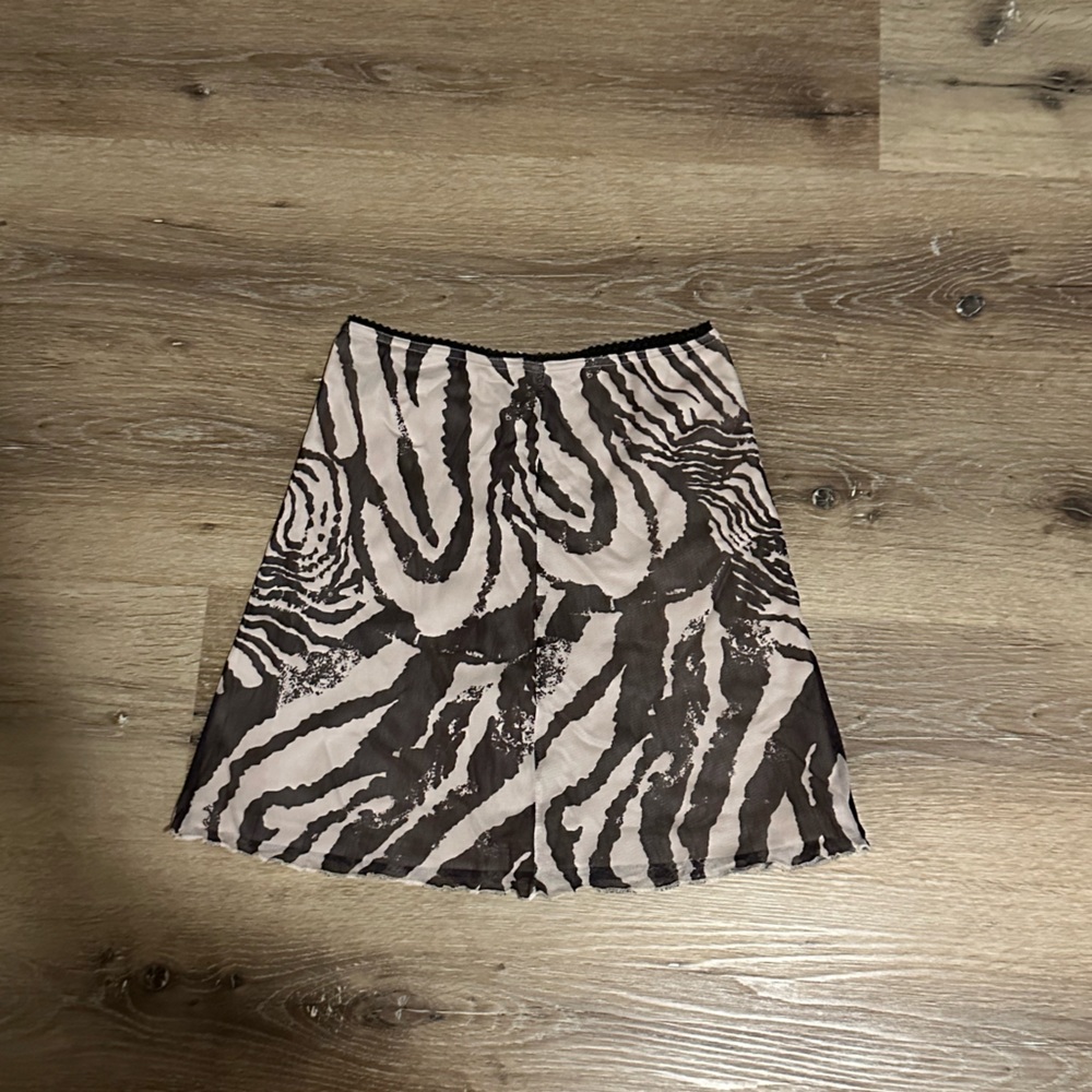 Princess Polly Zebra Print Skirt - Black and Cream